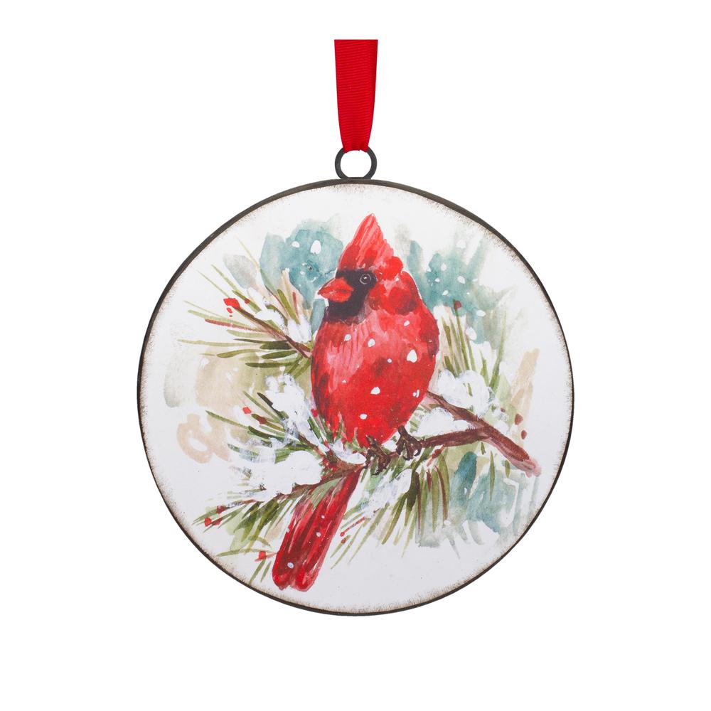 Cardinal and Pine Ornament (Set of 12) 5.75"H Iron. Picture 1