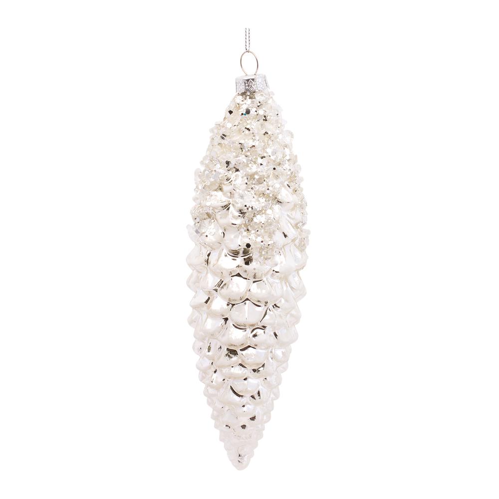 Pine Cone Ornament (Set of 12) 6.25"H, 7.25"H Glass. Picture 1