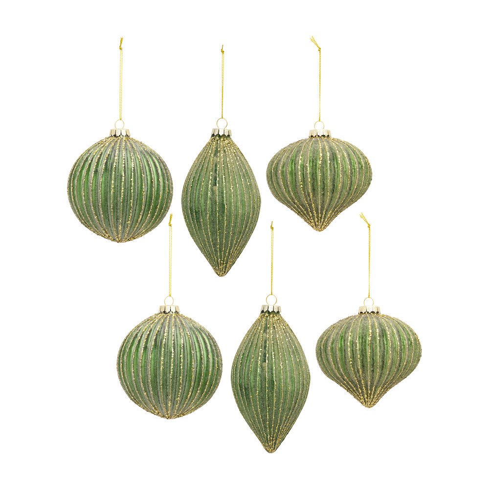 Ornament (Set of 6) 4.25"H, 4.5"H, 6"H Glass. Picture 1