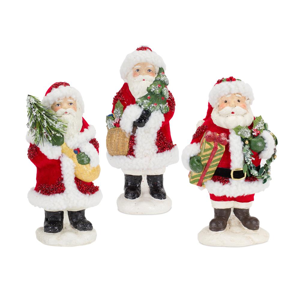 Santa (Set of 3) 8.75"H Paper Pulp. Picture 1