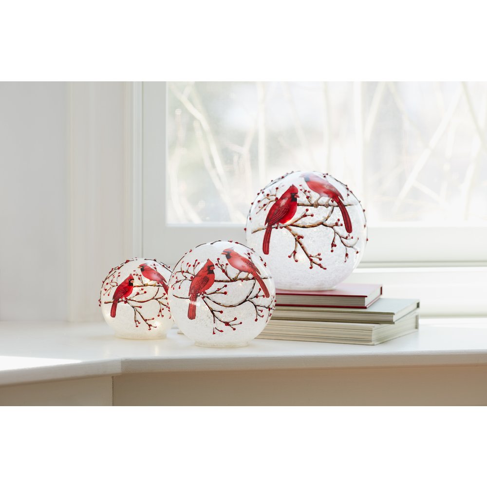 LED Cardinal Globe (Set of 3) 4.5"D, 6"D, 7"D Glass 3 AAA Batteries Not Included. Picture 3
