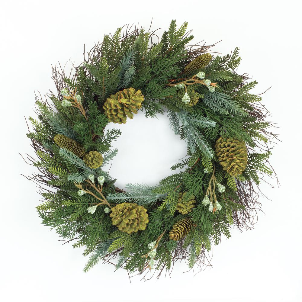 Mixed Pine Wreath 23"D PVC. Picture 1
