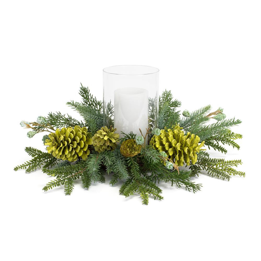 Mixed Pine Candle Holder 18"D x 7.75"H PVC. Picture 1