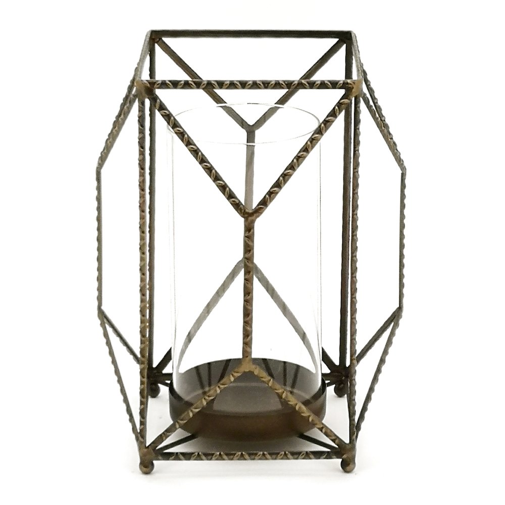 Candle Holder 7.75" x 10"H Iron/Glass. Picture 1