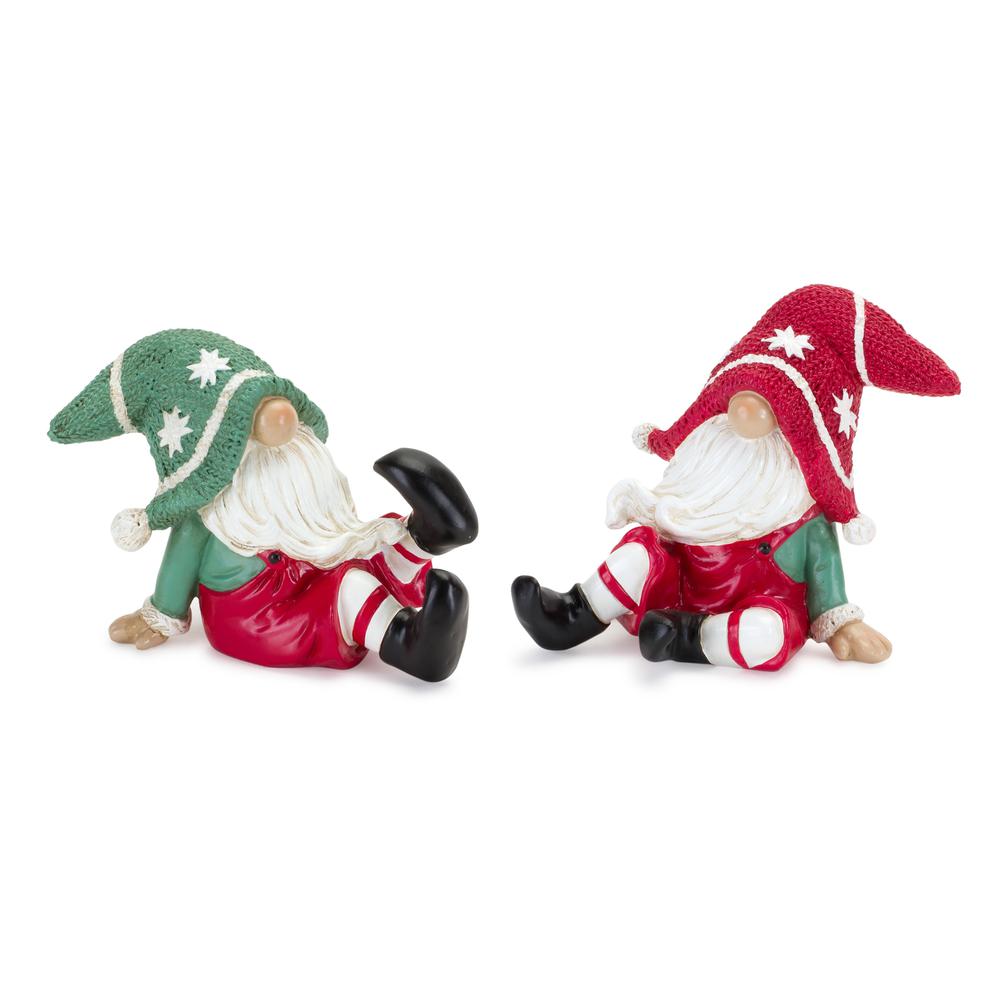 Gnome (Set of 2) 5"L x 4"H, 4.25"L x 4.25"H Resin. Picture 1