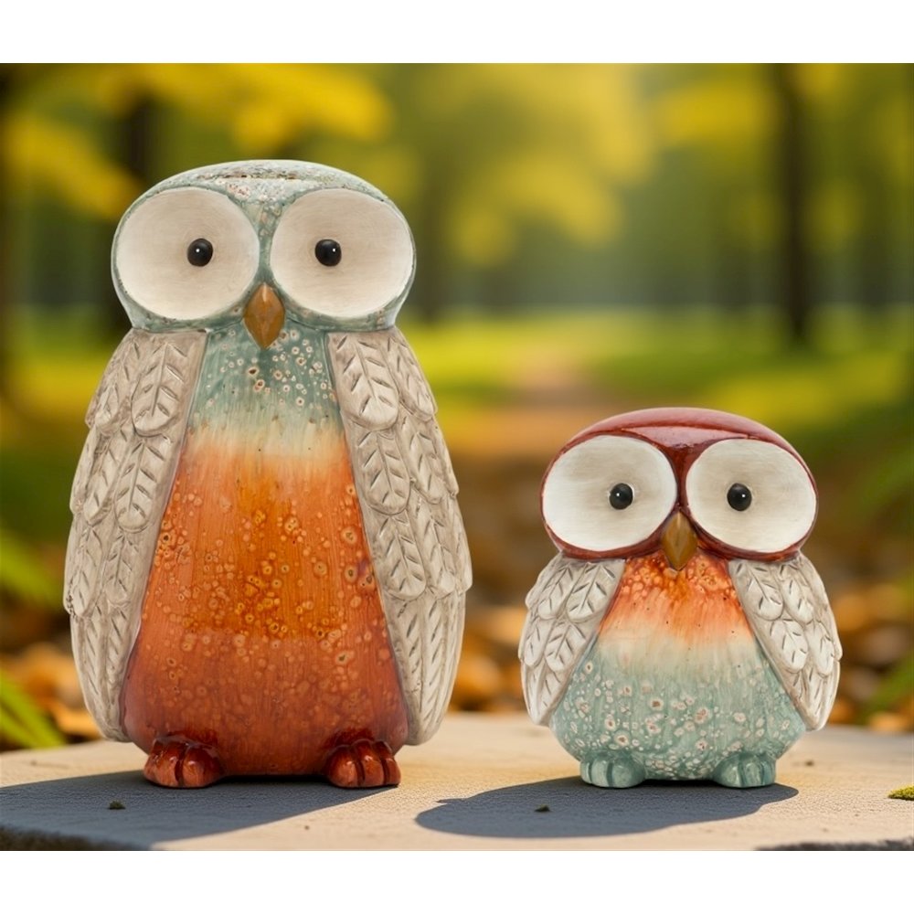 Owl (Set of 2) 6"H, 10"H Terra Cotta. Picture 6