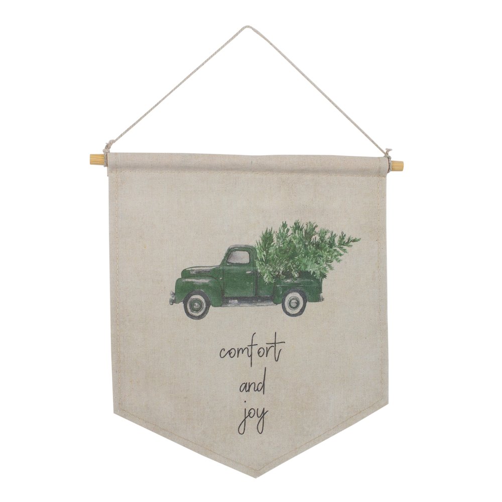 Christmas Banner (Set of 2) 11.25"L x 11.75"H Canvas/Wood. Picture 3