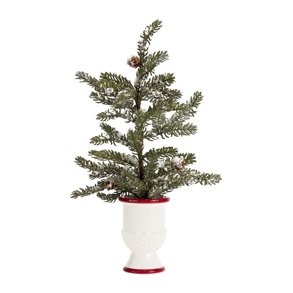 Potted Tree w/Snow (Set of 2) 20"H Plastic/Snow. Picture 1