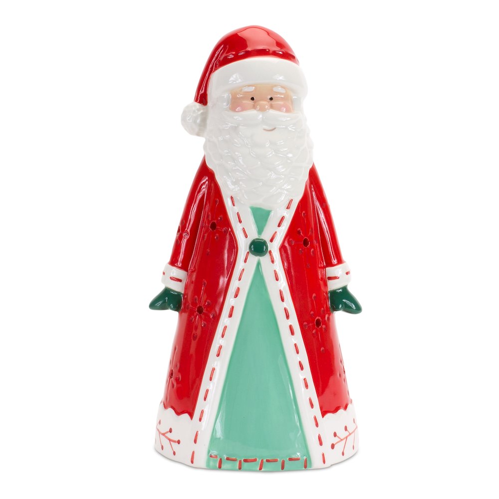 Santa Tea Light 10.25"H Clay. Picture 1