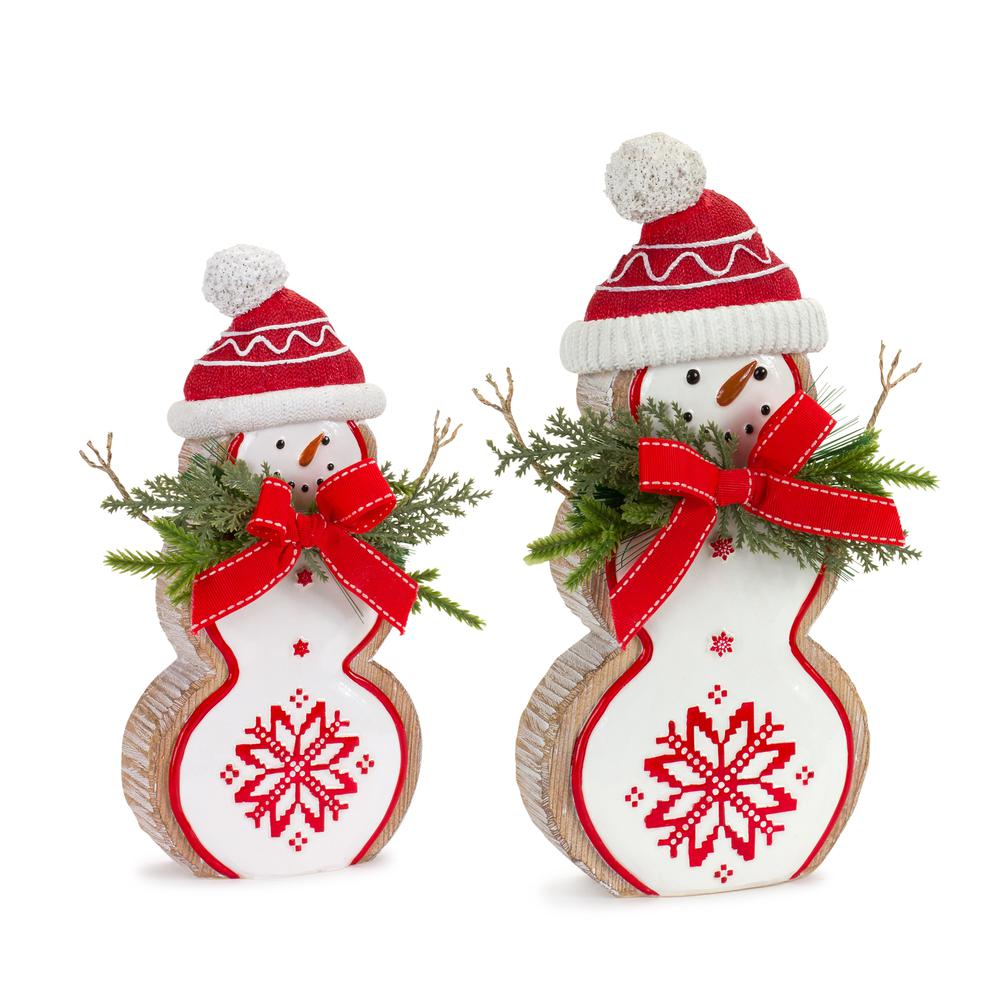 Snowman (Set of 2) 8.5"H, 10.25"H Resin. Picture 1