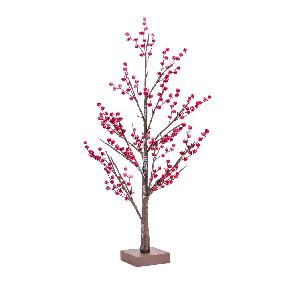 LED and Berry Tree 38"H Paper/Foam 3AA Batteries Not Included 6 Hr Timer. Picture 1