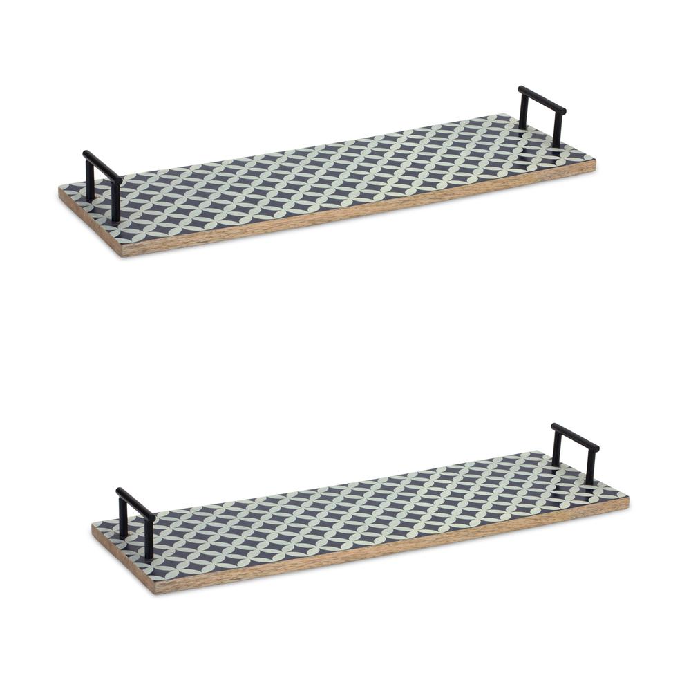 Tray (Set of 2) 24"L x 8.25"W x 2.75"H Mango Wood/Iron. Picture 1