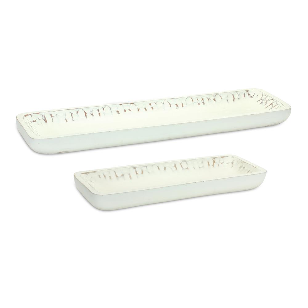 Tray (Set of 2) 18.25"L x 7"W, 27"L x 8.25"W Mango Wood. Picture 2