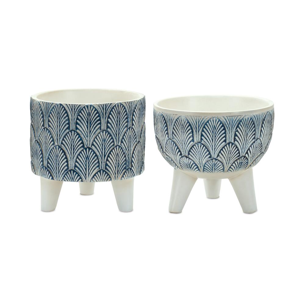 Pot w/Legs (Set of 2) 5.25"D x 5.25"H, 5.5"D x 5"H Resin. Picture 2