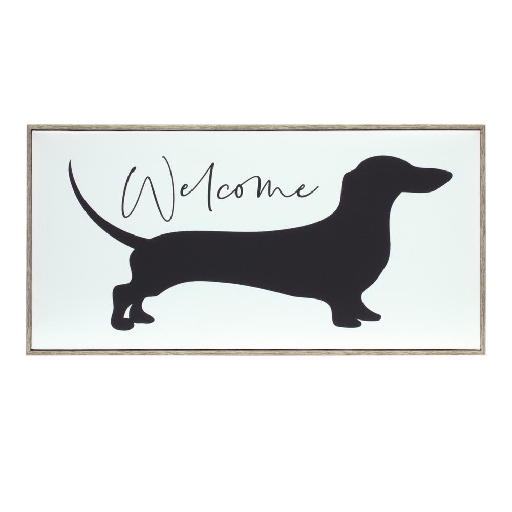 Framed Dog/Welcome Print 19.75"L x 10"H MDF/Plastic/Paper. Picture 1