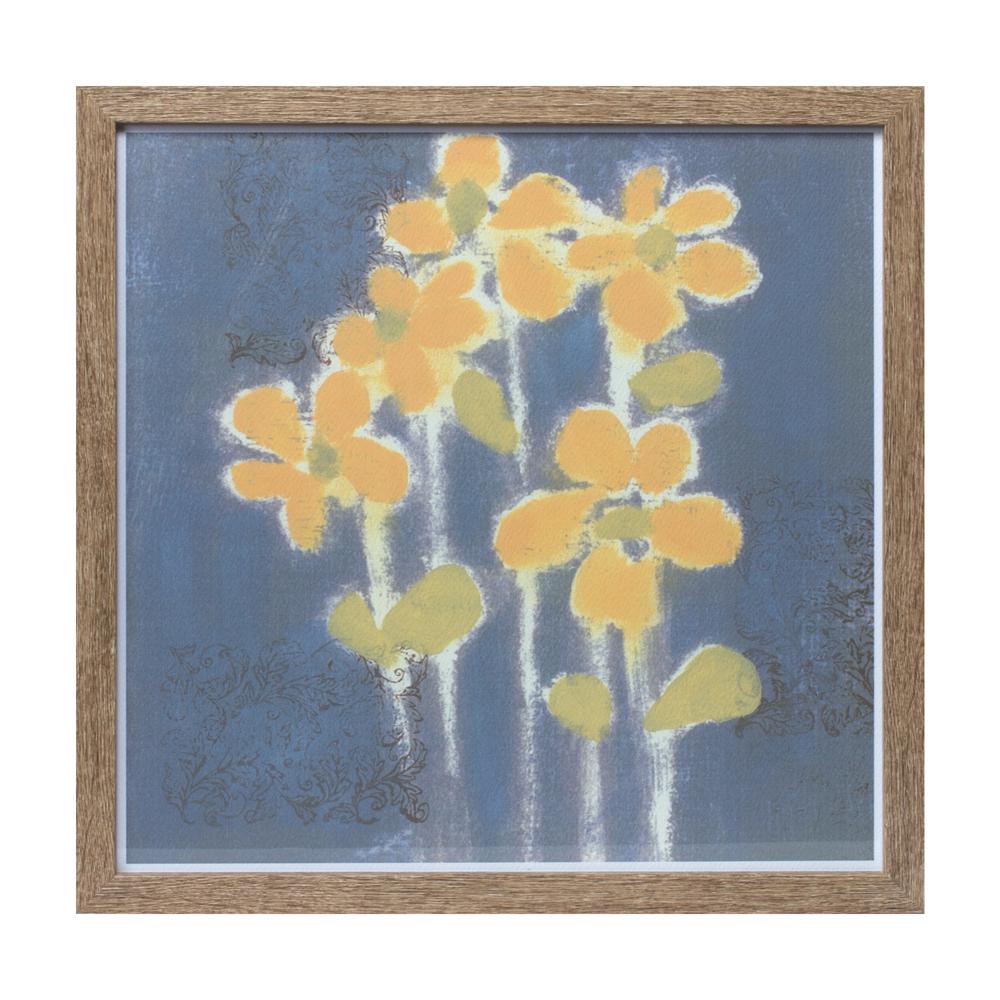 Framed Floral Print 14.5"SQ MDF/Plastic/Paper. Picture 1