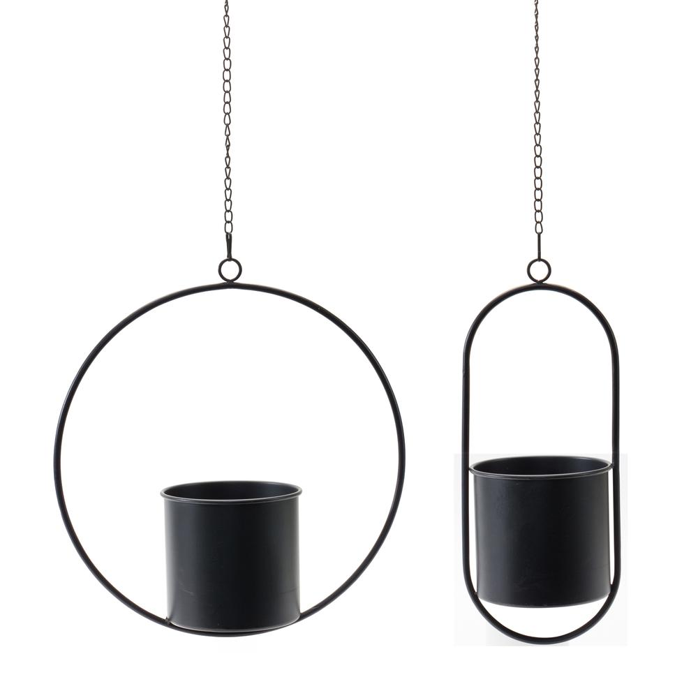 Hanging Pot (Set of 2) 17"H Metal. Picture 1