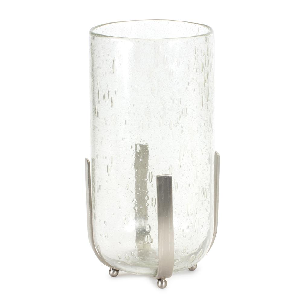 Candle Holder or Vase 6.25"D x 12.5"H Iron/Glass. Picture 1