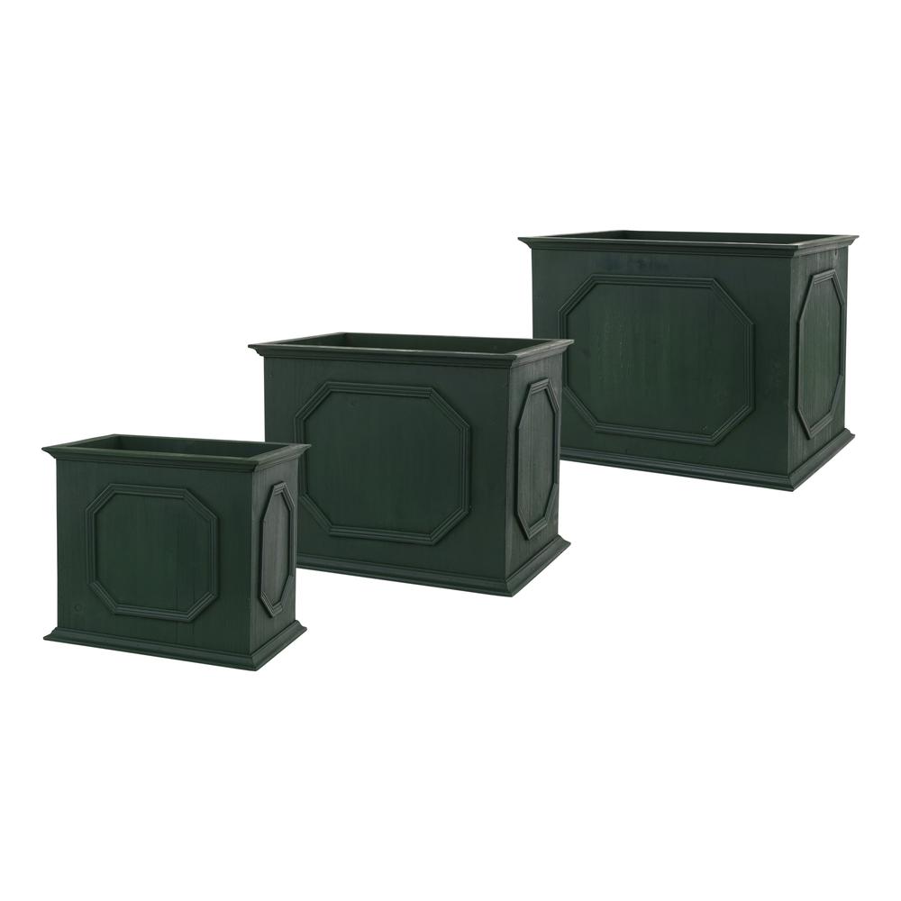 Planter (Set of 3) 13"L x 11.25"H, 15.5"L x 12.25"H, 18"L x 13.25"H Wood. Picture 1