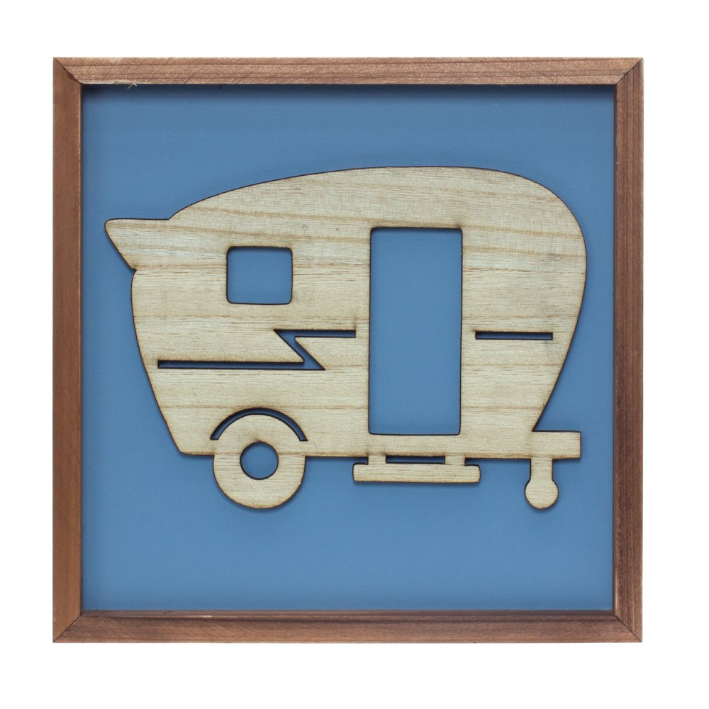 Framed Tent/Camper/Bike (Set of 3) 10"SQ MDF/Wood. Picture 2