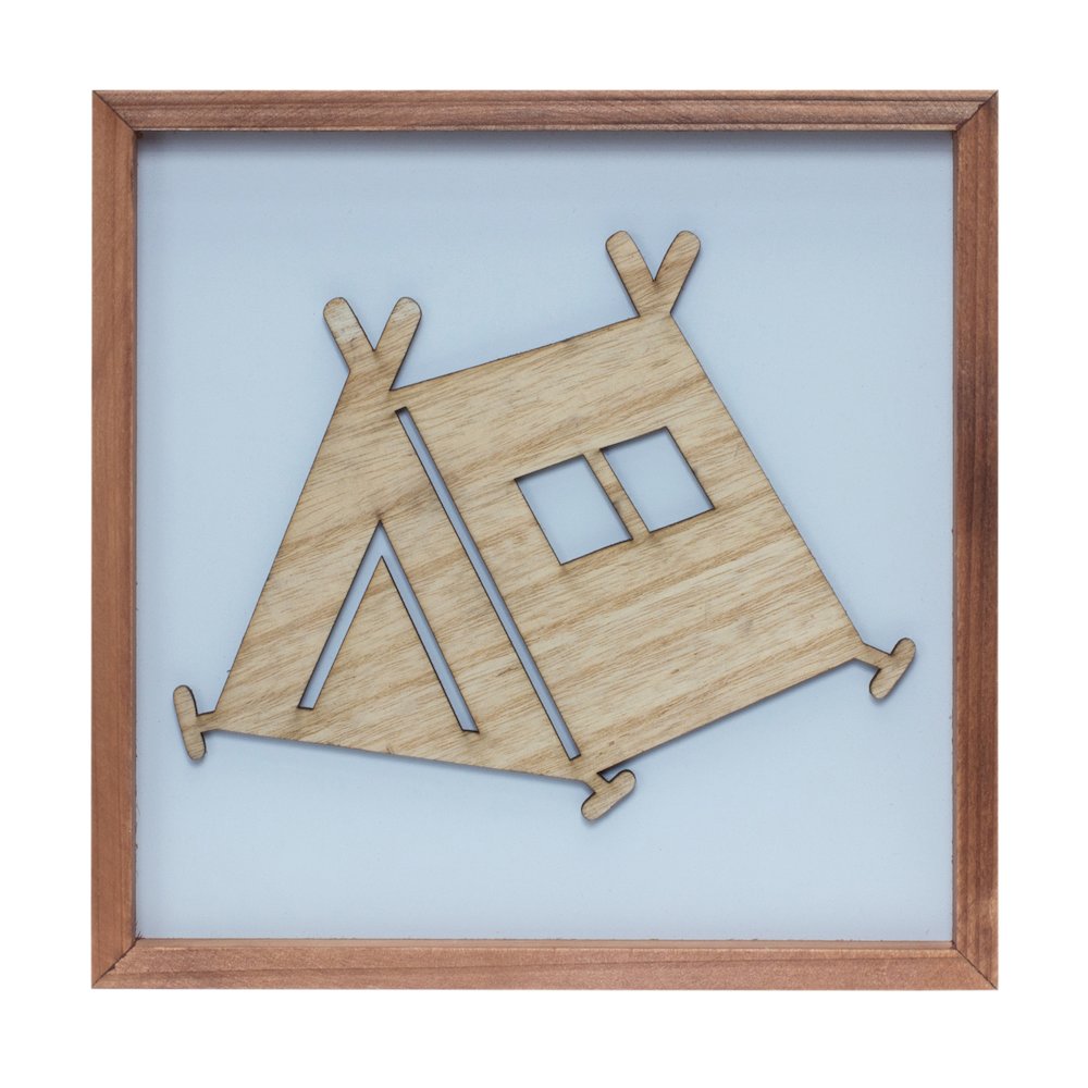 Framed Tent/Camper/Bike (Set of 3) 10"SQ MDF/Wood. Picture 3