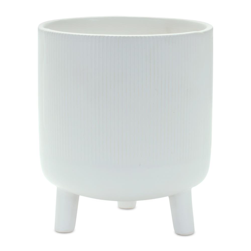 Pot w/Legs 6"D x 7"H Dolomite. Picture 1