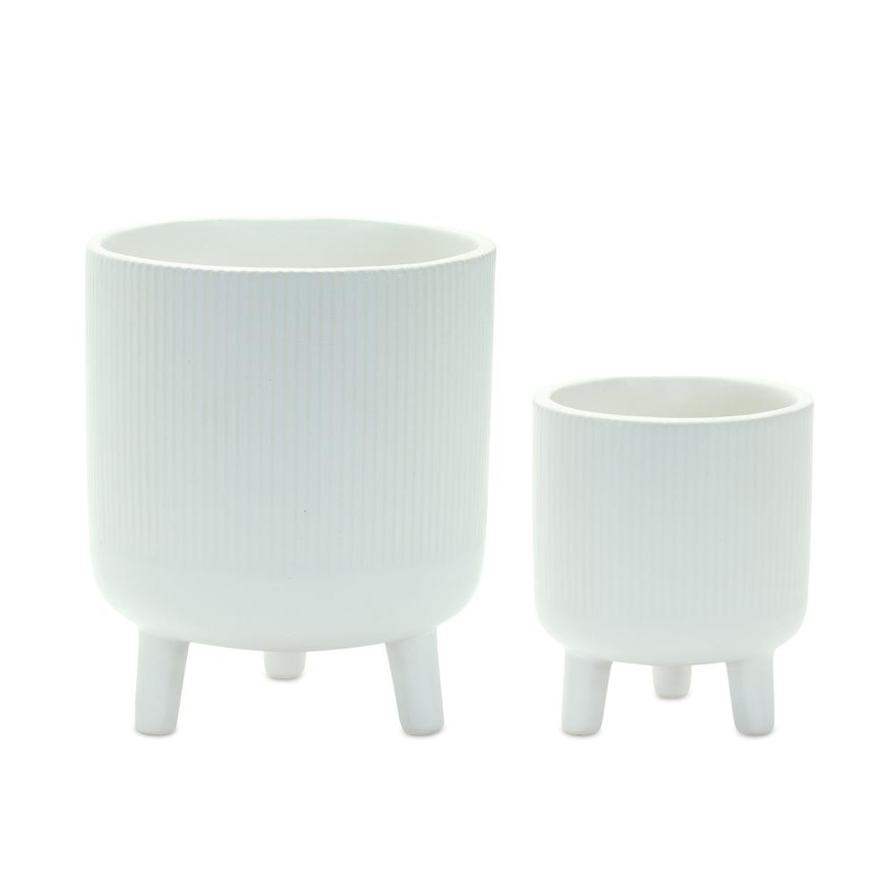 Pot w/Legs (Set of 2) 3.25"D x 4"H, 4.5"D x 5.5"H Dolomite. Picture 1