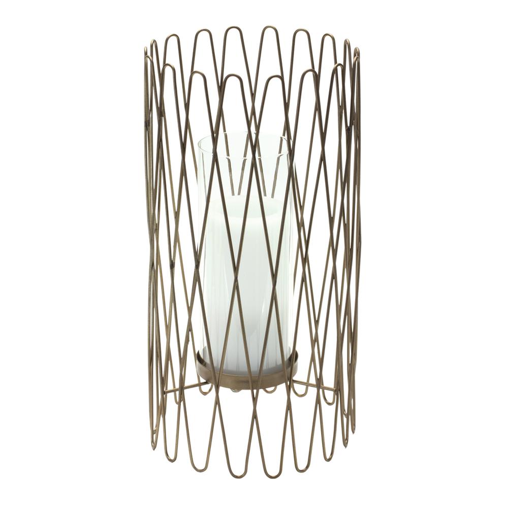 Candle Holder 7"D x 14.25"H Iron/Glass. Picture 1
