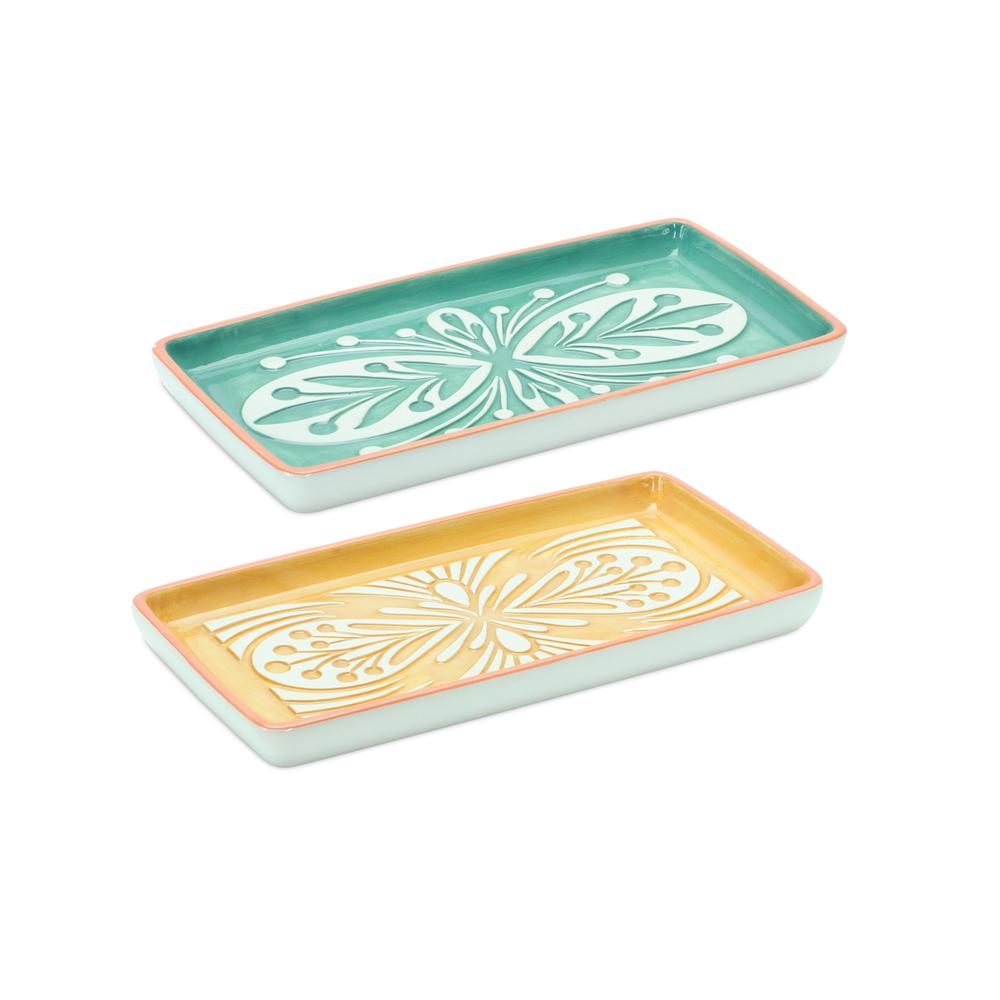 Tray (Set of 6) 8"L x 4.25"W x 3.25"H Ceramic. Picture 1