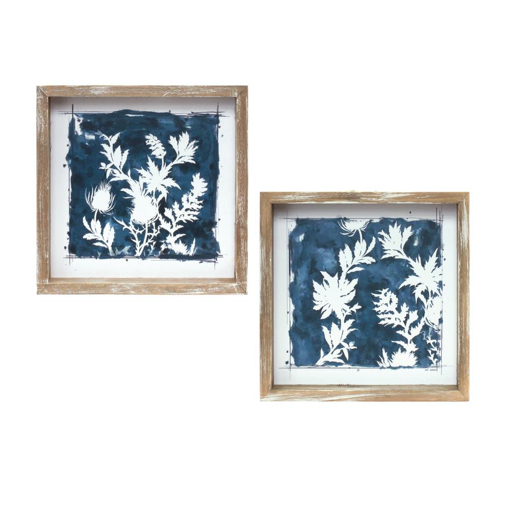 Framed Floral Print (Set of 6) 8"SQ MDF. Picture 1