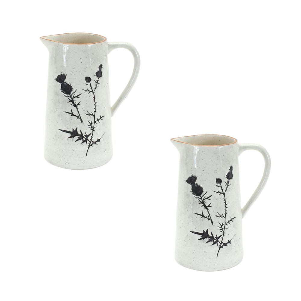 Pitcher (Set of 2) 10"H Ceramic. Picture 1