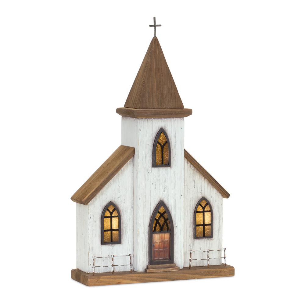 Church 10.75"L x 17.75"H Wood/Iron UL/USB Plug. Picture 1
