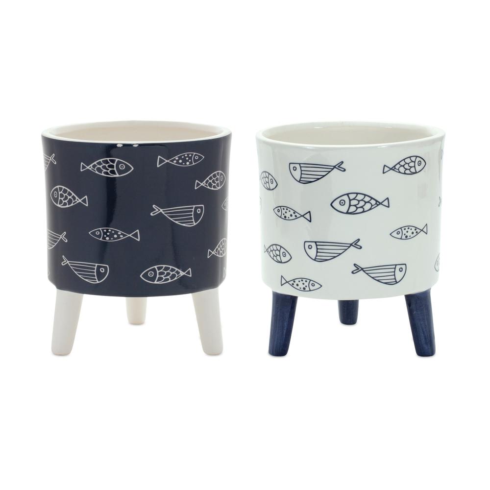 Pot w/Legs (Set of 12) 5"D x 6"H Dolomite. Picture 1