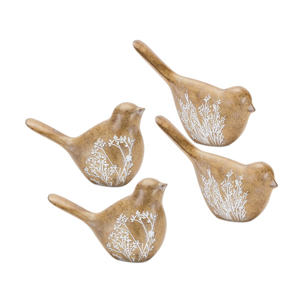 Bird (Set of 4) 3.5"H, 4"H Resin. Picture 1