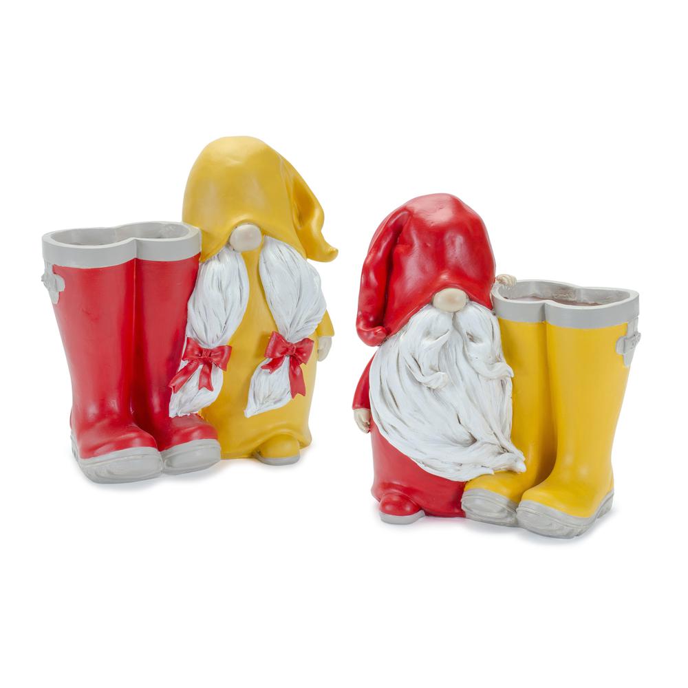 Gnome Planter (Set of 2) 7.25"H Resin. Picture 1