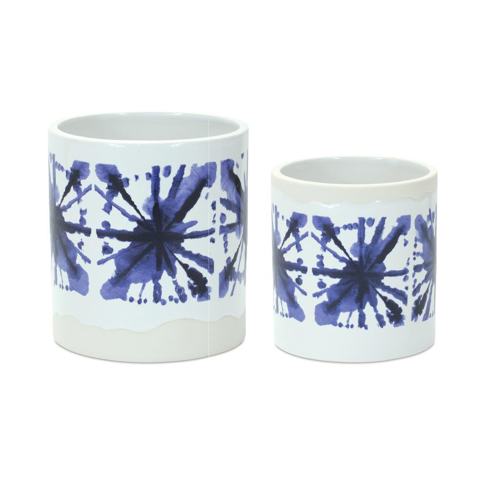 Pot (Set of 2) 4.5"D x 5"H, 5.5"D x 6"H Ceramic. Picture 1