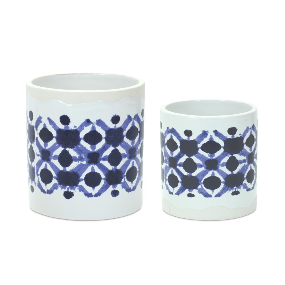 Pot (Set of 2) 4.5"D x 5"H, 5.5"D x 6"H Ceramic. Picture 2