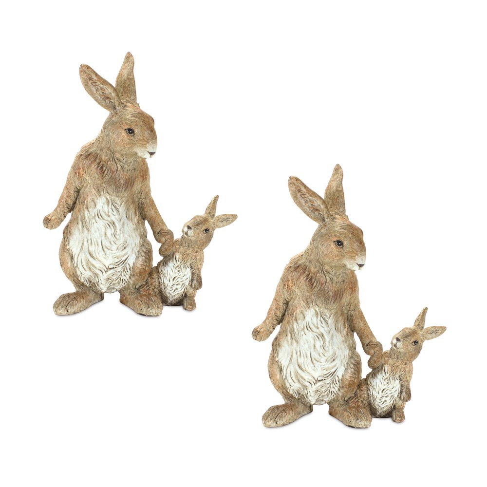 Rabbit with Bunny (Set of 2) 5"L x 7"H Resin. Picture 1