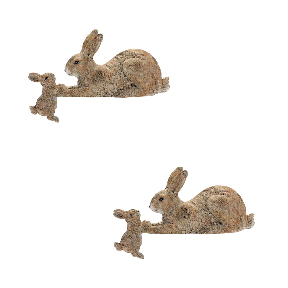 Rabbit with Bunny (Set of 2) 8.75"L x 4"H Resin. Picture 1