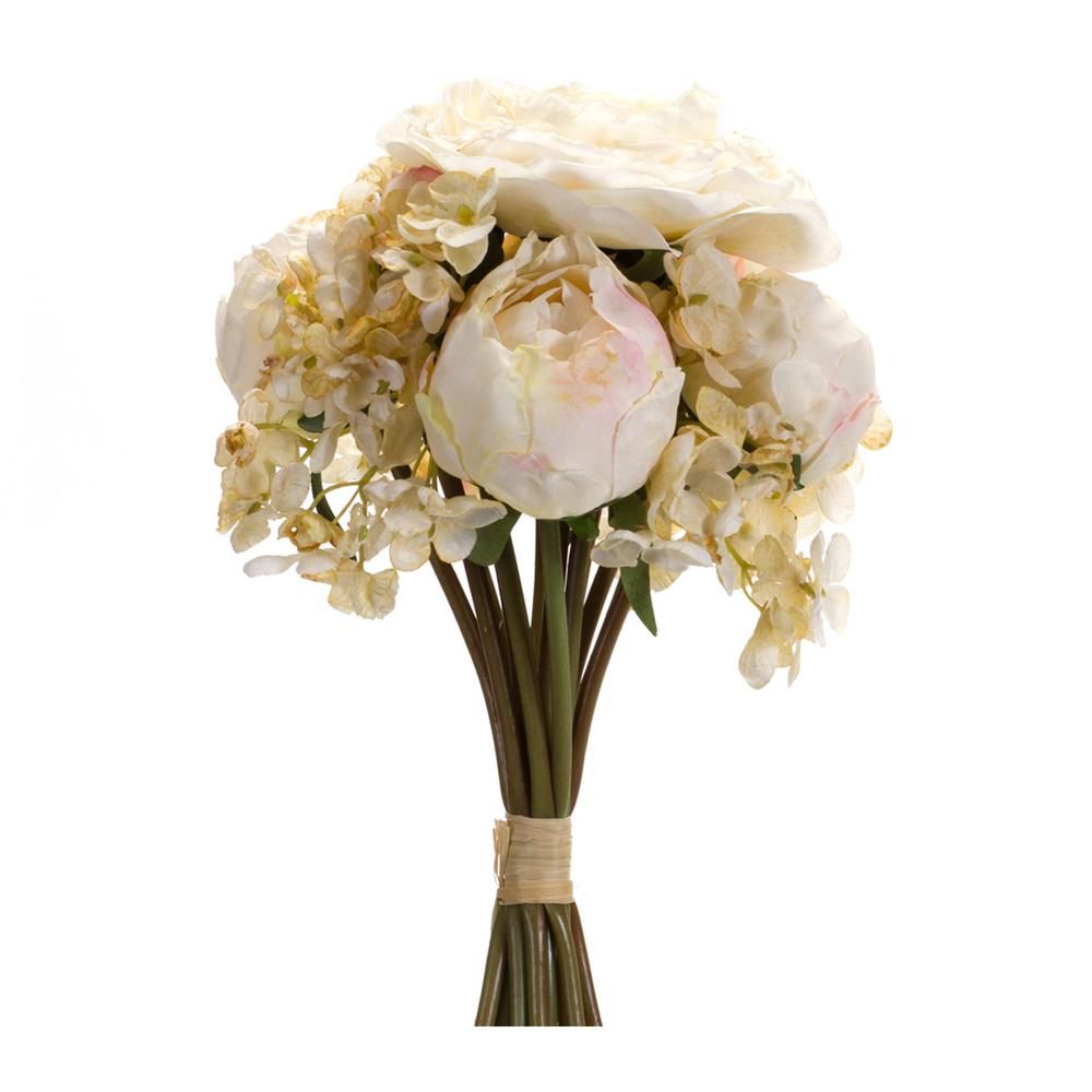 Peony and Hydrangea Bouquet (Set of 6) 16.75"H Polyester. Picture 1