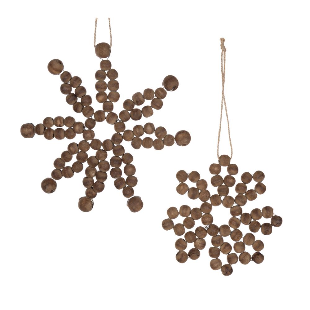 Snowflake Ornament (Set of 12) 4.75"D, 6.75"D Wood. Picture 1