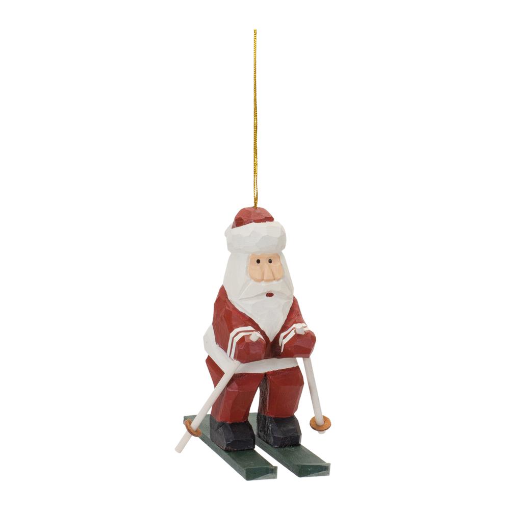Santa on Skis Ornament (Set of 6) 5.25"H Wood. Picture 2