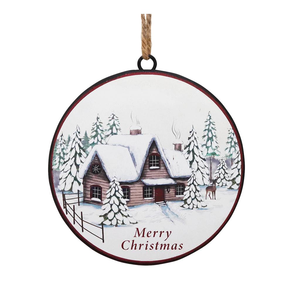 Winter Scene Disc (Set of 12) 6"D Iron. Picture 2