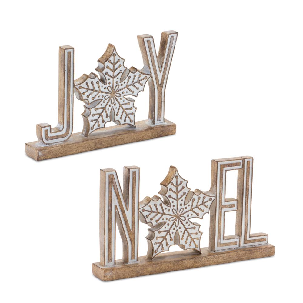 Joy and Noel Sign (Set of 4) 6.75"L x 4.5"H, 8.5"L x 4.5"H Resin. Picture 1
