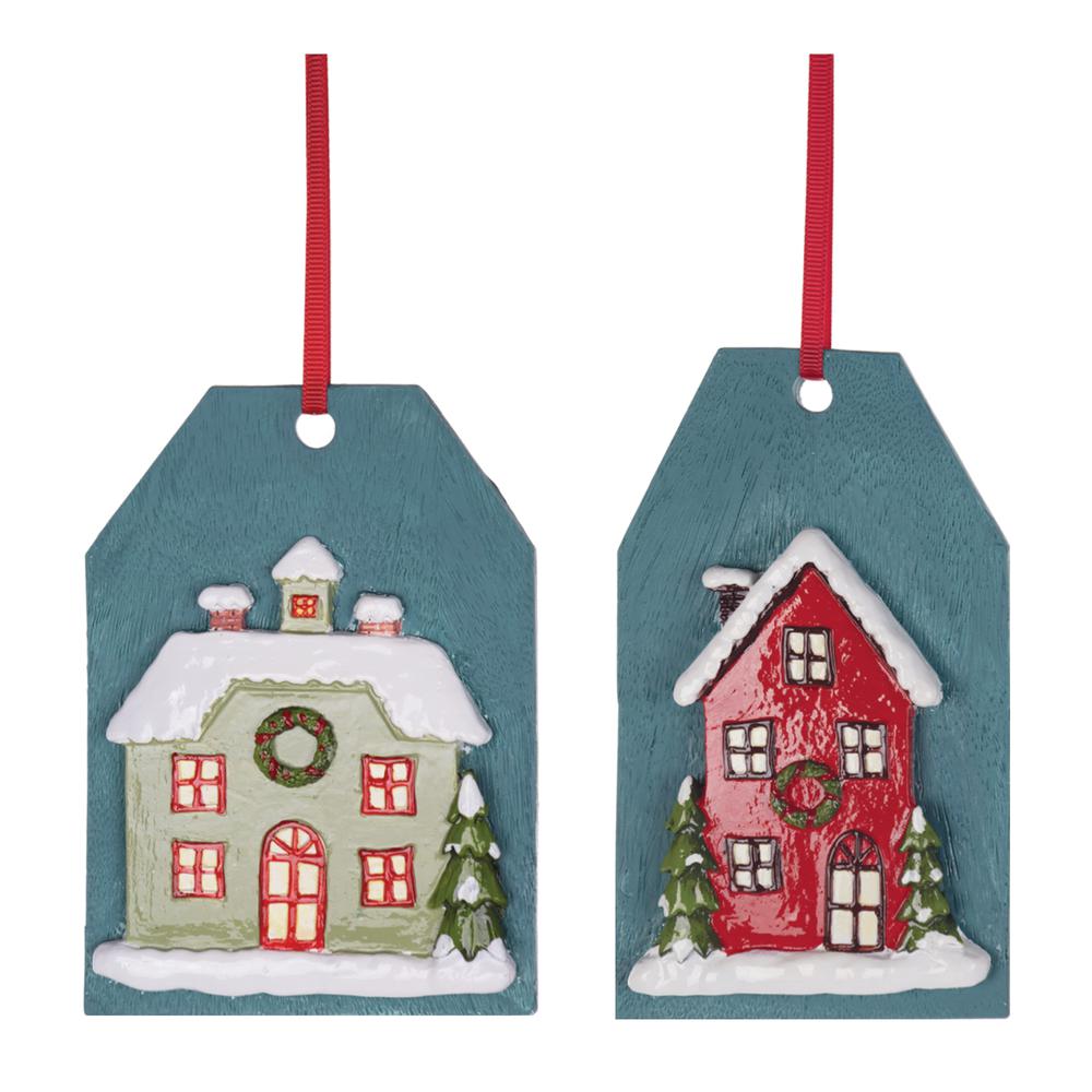 Tag Ornament (Set of 6) 5"H, 5.5"H Resin. Picture 1