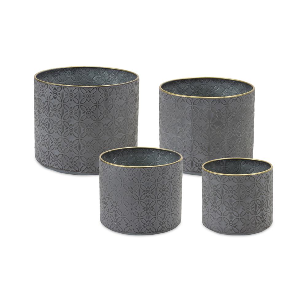 Pot (Set of 4) 6.75"D x 6"H, 7.75"D x 6.75"H, 9"D x 7.5"H, 10"D x 8.25"H Metal. Picture 1