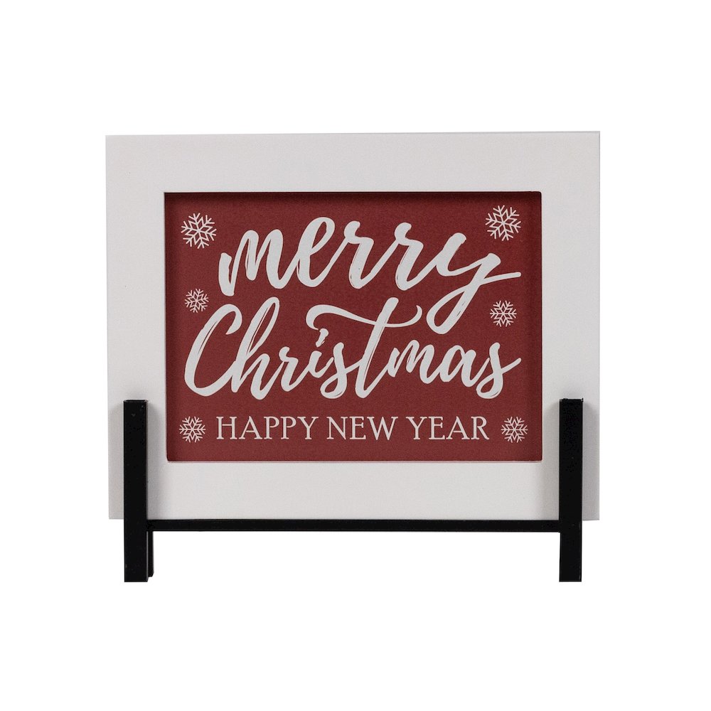 Merry Christmas/Happy New Year Sign 8.5"L x 7.75"H MDF/Wood. Picture 1
