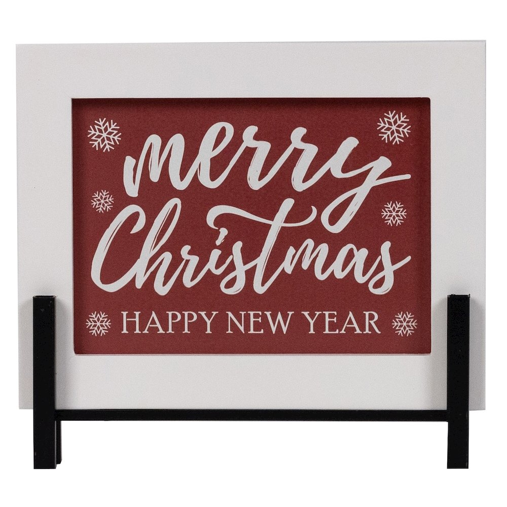 Merry Christmas/Happy New Year Sign 8.5"L x 7.75"H MDF/Wood. Picture 2