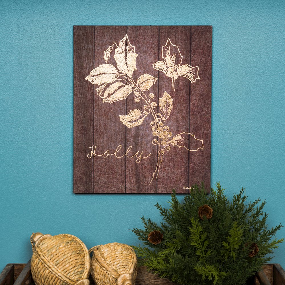 Laurel and Holly Plaque (Set of 2) 9"L x 11"H Plastic/MDF. Picture 4