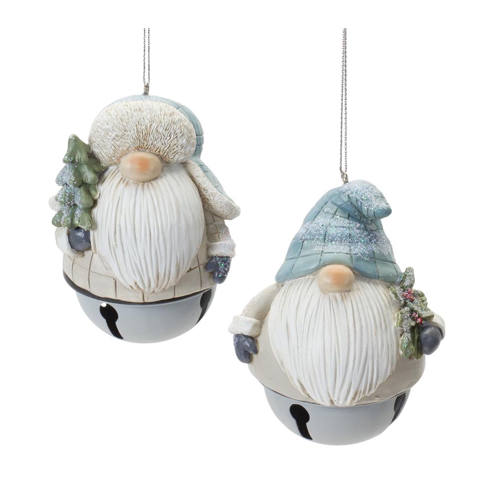 Gnome/Bell Ornament (Set of 12) 4.25"H Resin. Picture 1